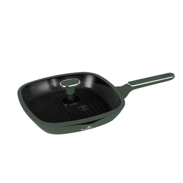 BERLINGERHAUS Pánev grilovací s titanovým povrchem a poklicí 28 cm Matte Green Collection BH-8162