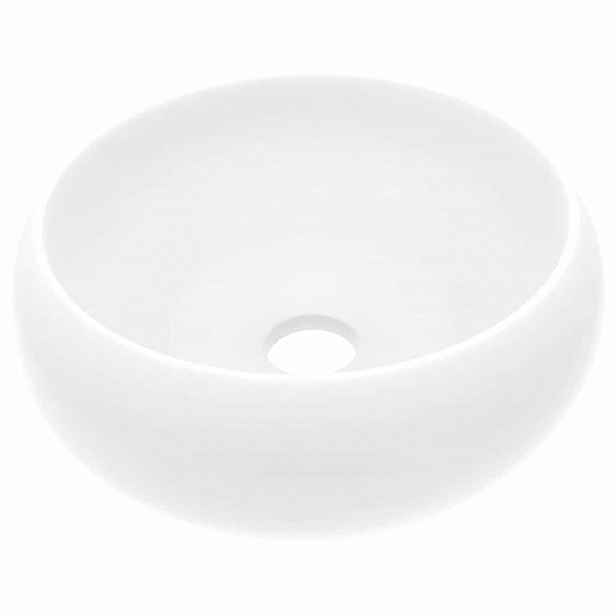 vidaXL Luxusní umyvadlo kulaté matné bílé 40 x 15 cm keramické