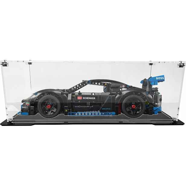 Vitrína s černou základnou Drewlandia pro stavebnici Lego 42176 – Porsche GT4