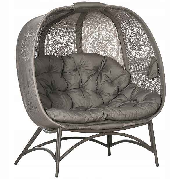 Zahradní dvoumístné křeslo Outsunny 84G-055V00SD 126x75x142 cm pískové
