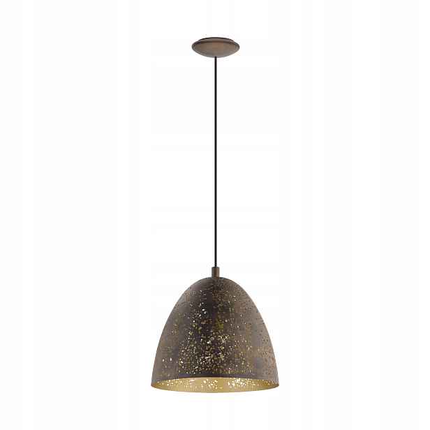 Závěsná lampa Safi stínidlo hnědo-zlaté s otvory, kovová kopule, závěs 2 m