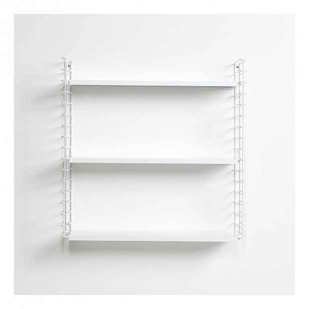 3patrový regál s bílými policemi Metaltex Libro, délka 70 cm