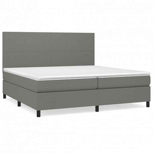 vidaXL Box spring postel s matrací tmavě šedá 200x200 cm textil