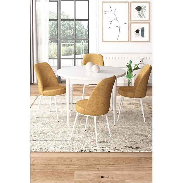 Dining Table & Chairs Set (5 Pieces) Tor - White, Cappuccino