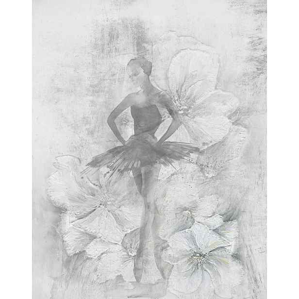 Fototapeta baletka s květinami, odstíny šedé 212 cm x 270 cm