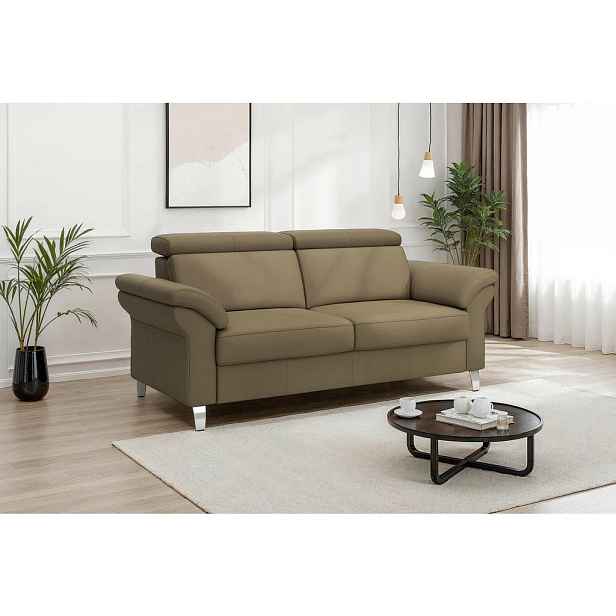 Sit & More DVOUMÍSTNÁ POHOVKA, olivově zelená, pravá kůže