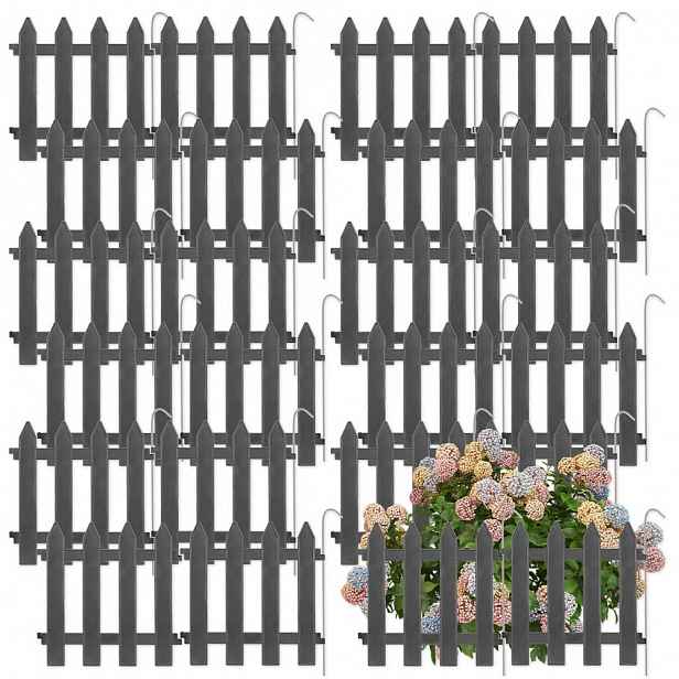 20 x Plastový zahradní plot šedý border palisáda obrubník trávníku 6 m