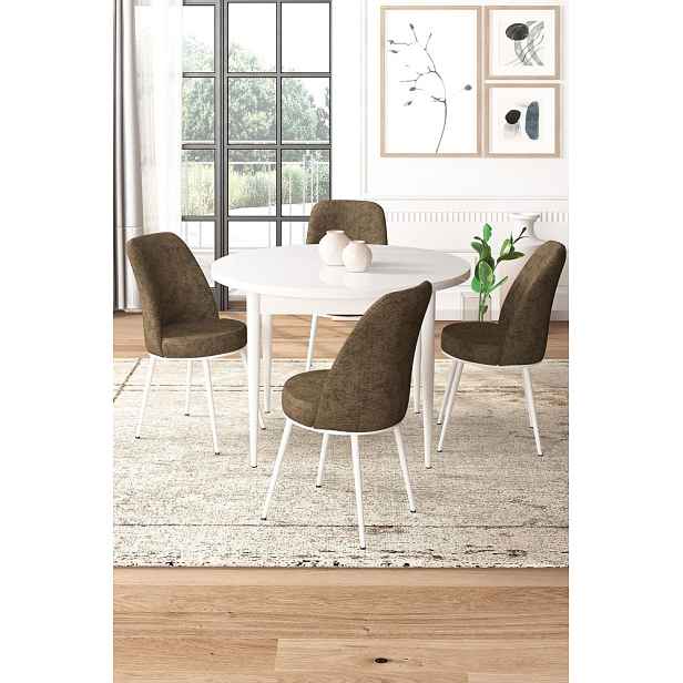 Dining Table & Chairs Set (5 Pieces) Tor - White, Brown