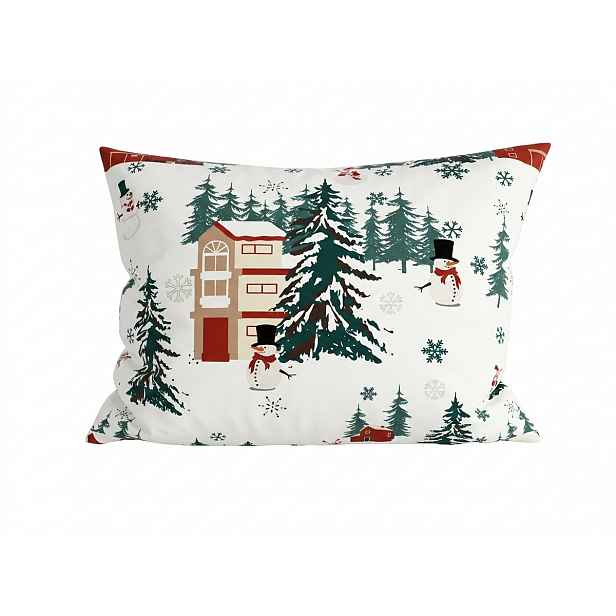 Polybavlněný povlak na polštář SNOWY HOUSES POLY 50x70 cm, bílý