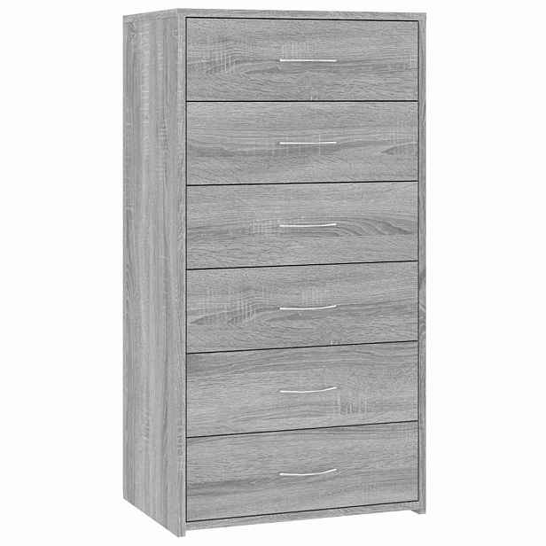 vidaXL Příborník 6 zásuvek šedý sonoma 50x34x96 cm kompozitní dřevo