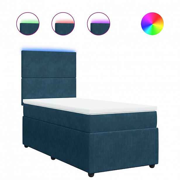 vidaXL Box spring postel s matrací modrá 80 x 200 cm samet