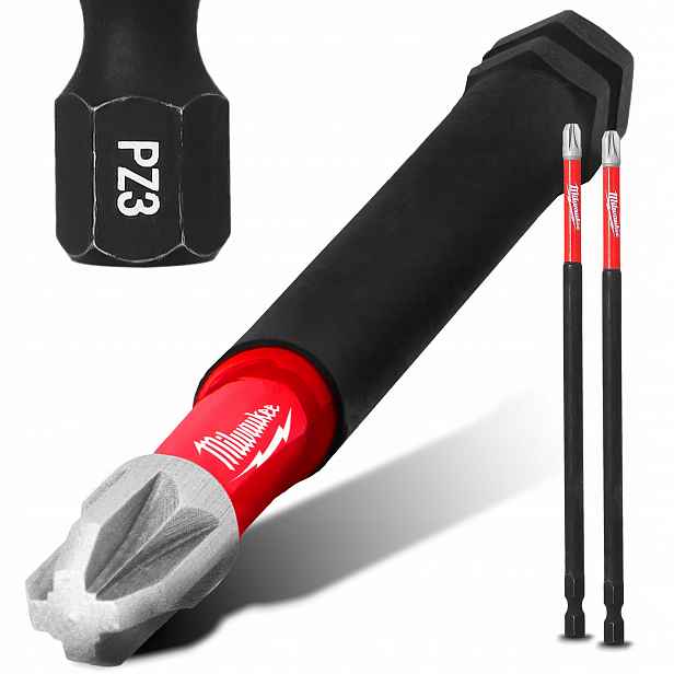 2x Úderový bit Milwaukee PZ3 150 mm Magnetická Koncovka Šroubováku Pozid V8