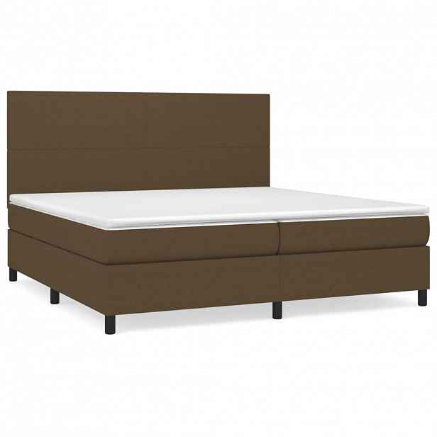 vidaXL Box spring postel s matrací tmavě hnědá 200x200 cm textil