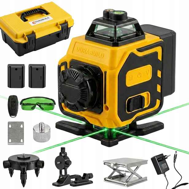 Laserová Vodováha Křížová 16 Linií Laser Zelená 4D 360 Kufr Sada Pro