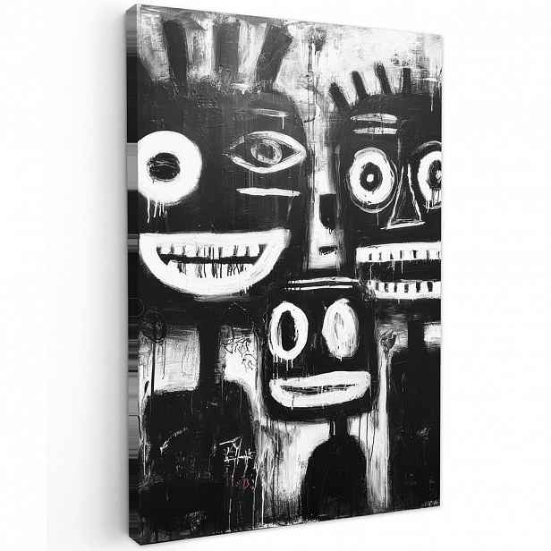 MuchoWow OBRAZ NA PLÁTNĚ Malba - Figury - černá - abstraktní 20x30 cm