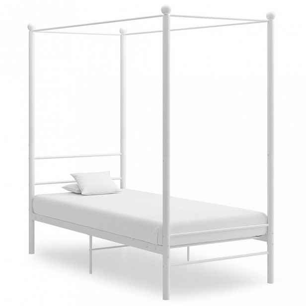 Postel s nebesy 90x200 cm kov Dekorhome Bílá