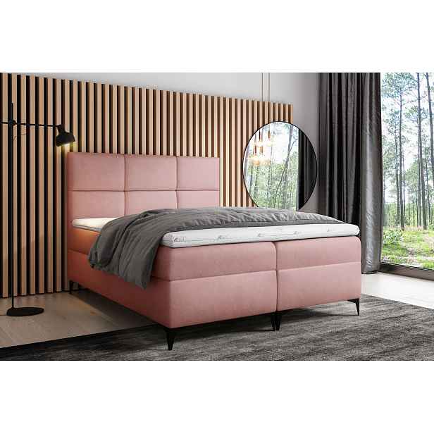Designová postel FIZA - 160x200, růžová + topper ZDARMA