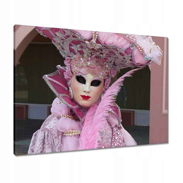 Obrazy 80x60 Růžová karnevalová maska