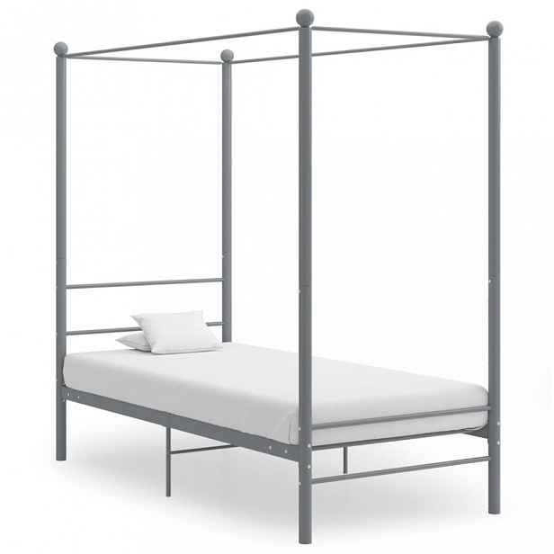 Postel s nebesy 90x200 cm kov Dekorhome Šedá