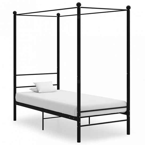 Postel s nebesy 90x200 cm kov Dekorhome Černá