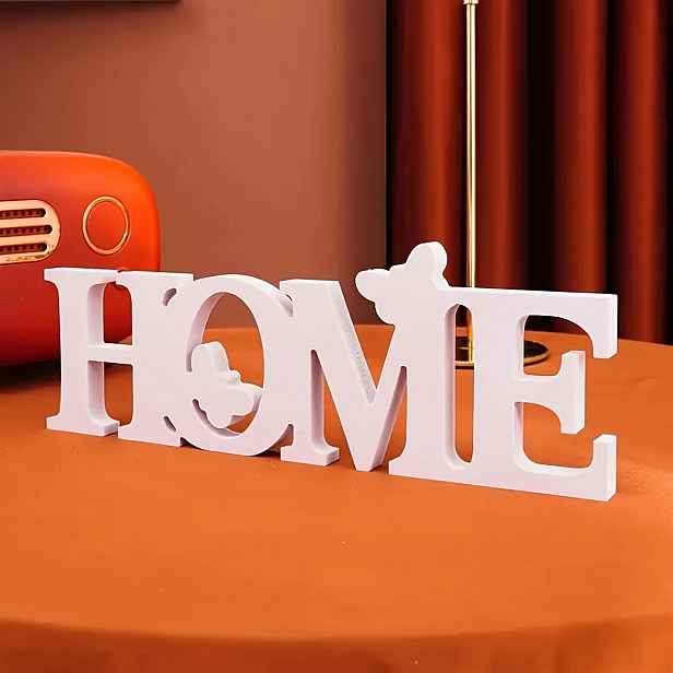 TEMU Snadná dekorace Motýl a Písmeno HOME - Multifunkční PVC ozdoba na stůl, vhodná pro svátky i každodenní použití, perfektní volba pro dekoraci na