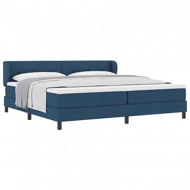 vidaXL Postel s boxspringem s čelo Modrá 200 x 200 cm textil
