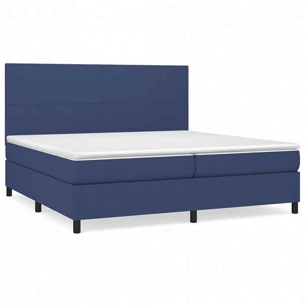 vidaXL Box spring postel s matrací modrá 200x200 cm textil