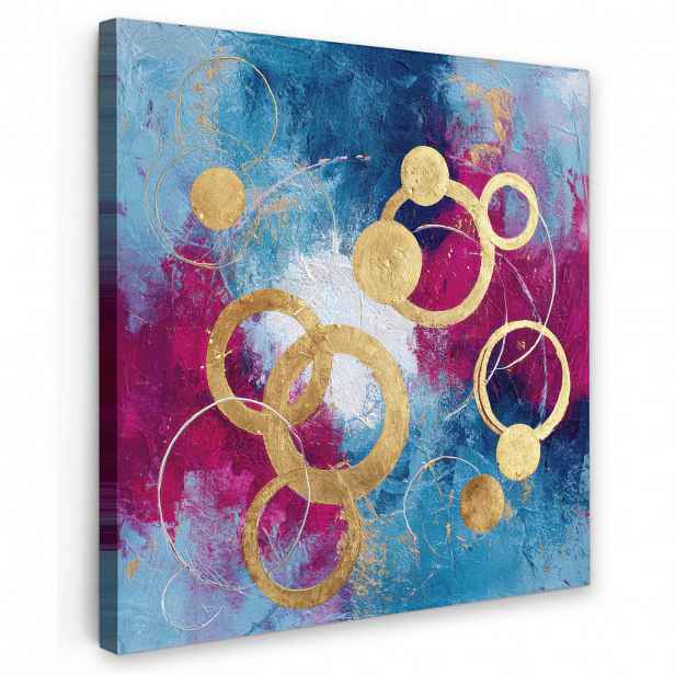MuchoWow OBRAZ NA PLÁTNĚ Kruhy - zlaté - abstraktní 50x50 cm