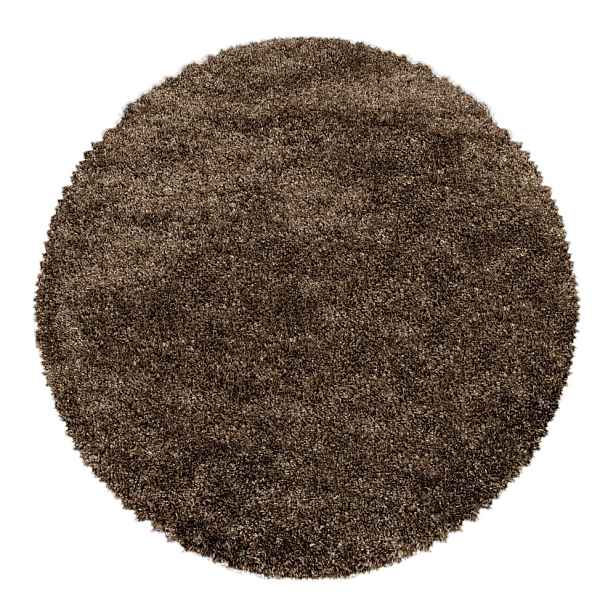 Tmavě hnědý kulatý koberec ø 200 cm Fluffy – Ayyildiz Carpets