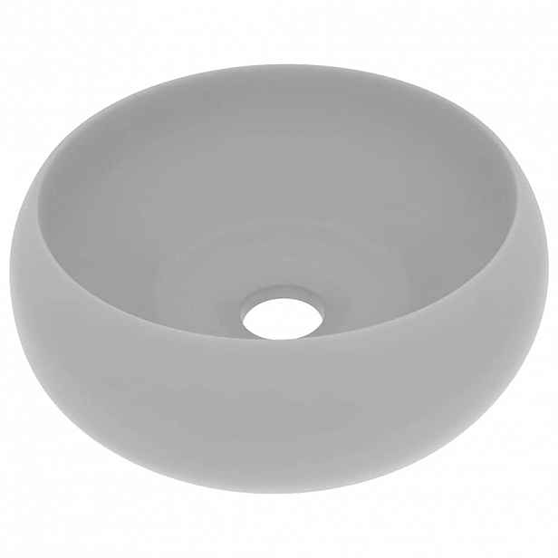 vidaXL Luxusní umyvadlo kulaté matné světle šedé 40 x 15 cm keramické