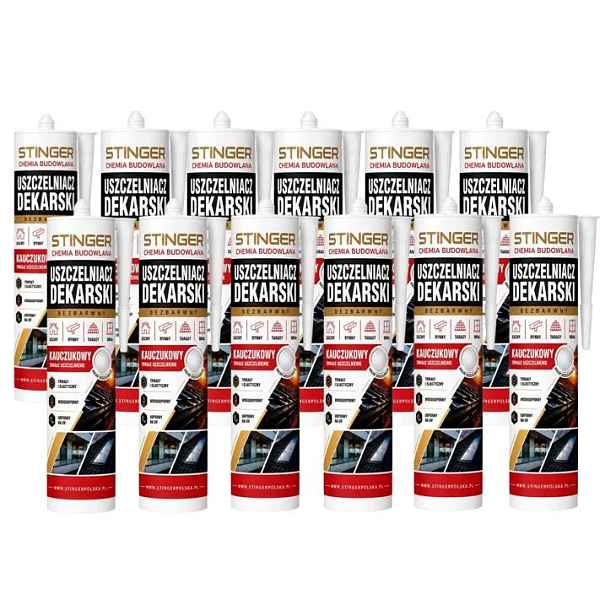 12x Kaučukový pokrývačský tmel 300 ml Bezbarvý pro plechové střechy