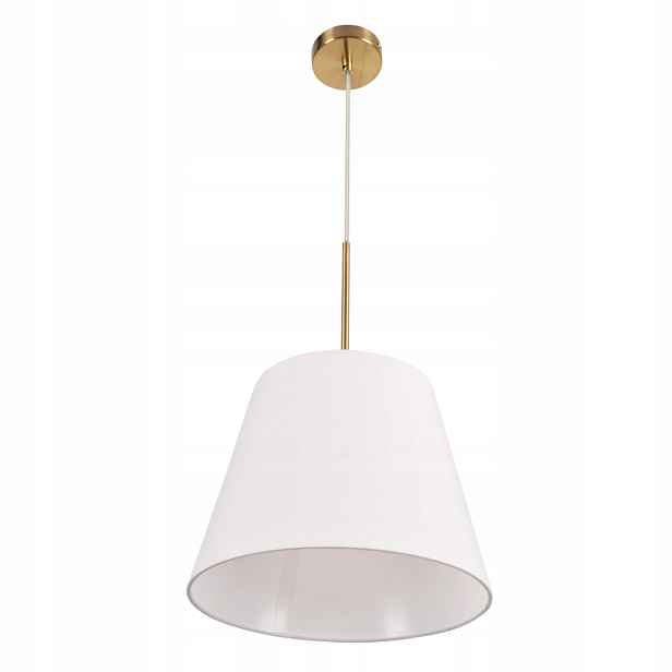 Závěsná lampa Polux, bílá, zlatá, kuželová, kulatá, 30 cm nad stůl