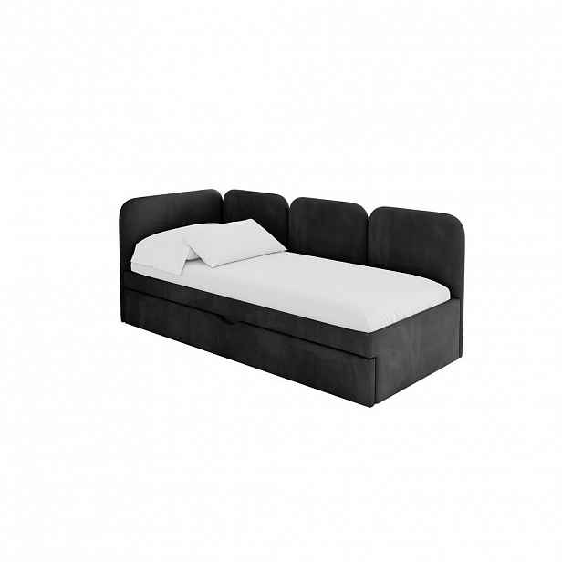 ALTDECOR JEDNOLŮŽKOVÁ POSTEL pro mládež s úložným prostorem, vpravo - ALVY 100x200 černá