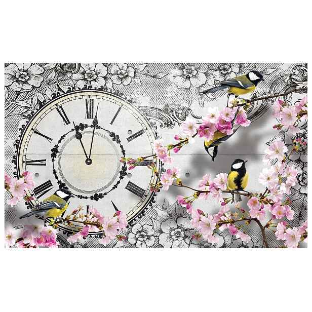 Fototapeta Hodiny Višně a ptáci vintage elegance vinylová 208x146 lepidlo