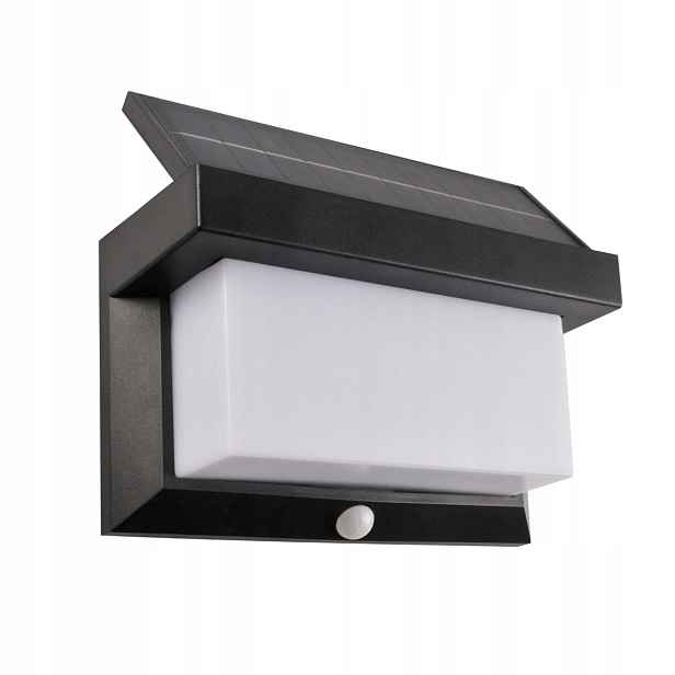 Polux solární nástěnné svítidlo tony led pir 2/6w 6500k ip44 černobílé