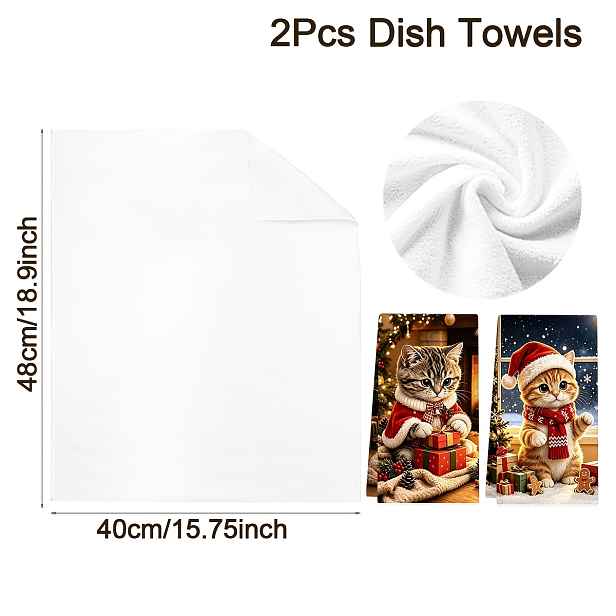 TEMU 2 ks Vánoční kuchyňské utěrky s kočkami, 40*48 cm teplé utěrky na nádobí s domova, měkká polyesterová čisticí utěrka, dekorace jídelního stolu,