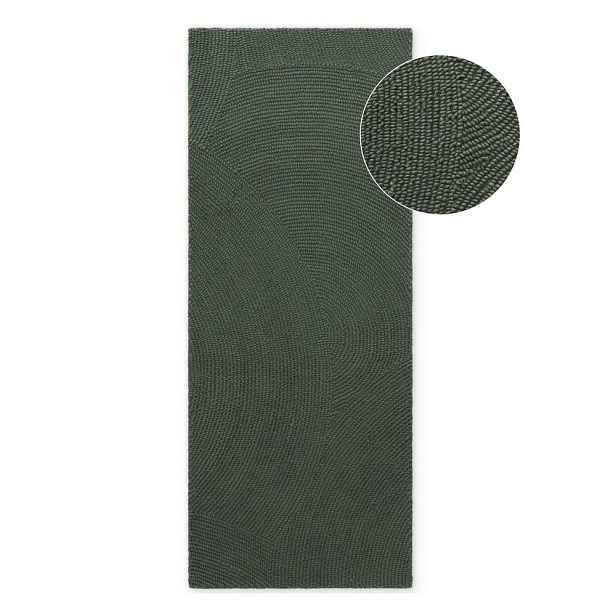 Tmavě zelený ručně tkaný vlněný běhoun 80x200 cm Calmio – Hanse Home