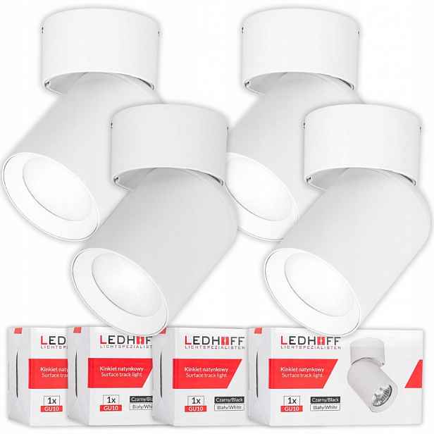 4x Stropní Svítidlo nástěnná trubka Spot halogenová lampa GU10 Bílá
