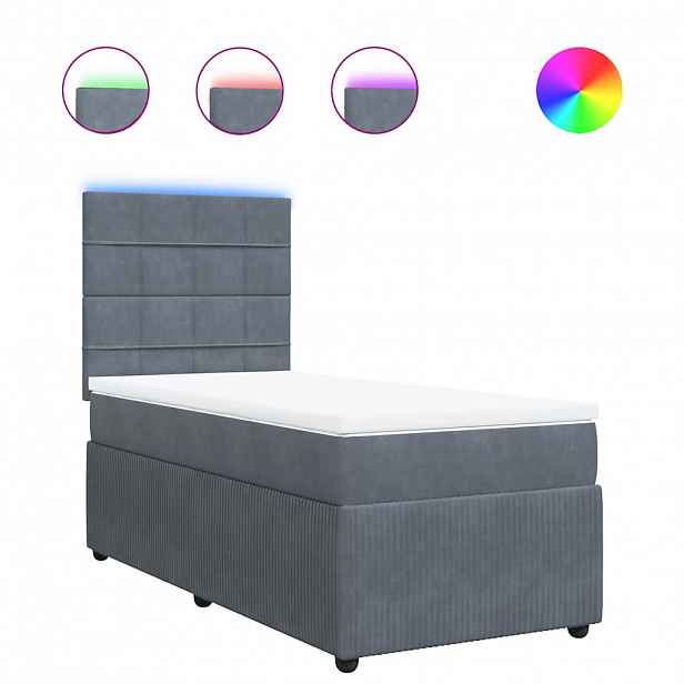 vidaXL Box spring postel s matrací tmavě šedá 80 x 200 cm samet
