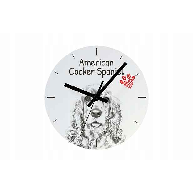 Kokršpaněl americký, závěsný a stojící hodinový stroj se psem, personalizace