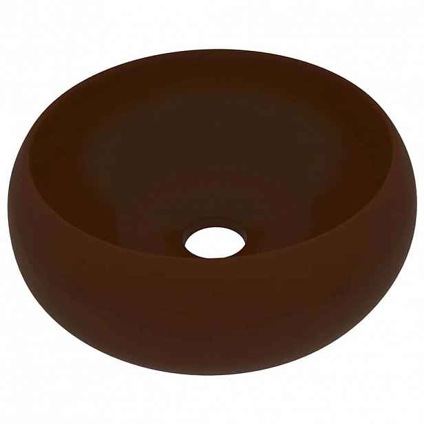 vidaXL Luxusní umyvadlo kulaté matné tmavě hnědé 40 x 15 cm keramické