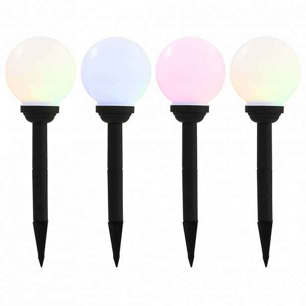 vidaXL Zahradní solární lampy 4 ks LED kulovité 15 cm RGB