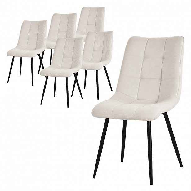 ML-DESIGN SADA 6 JEDÁLENSKÝCH ŽIDLÍ, béžový látkový potah