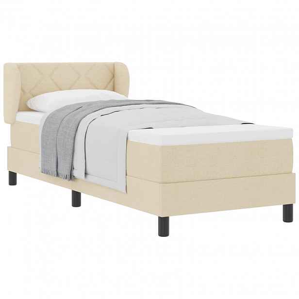 vidaXL Postel s boxspringem s čelo Krémová 80 x 200 cm textil