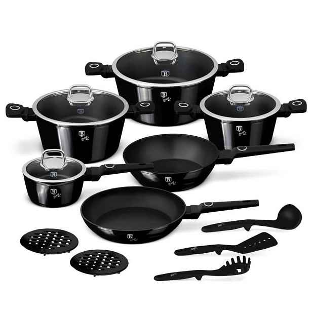 BERLINGERHAUS Sada nádobí s titanovým povrchem 15 ks Black Vantage Collection BH-8232