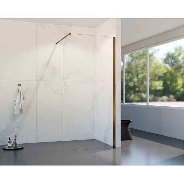 HOPA Walk-in sprchový kout LAGOS COPPER NEW 200 — Barva rámu - Měď, Rozměr A - 140, Rozměr C - 200, Výplň - Čiré bezpečnostní sklo - 8 mm