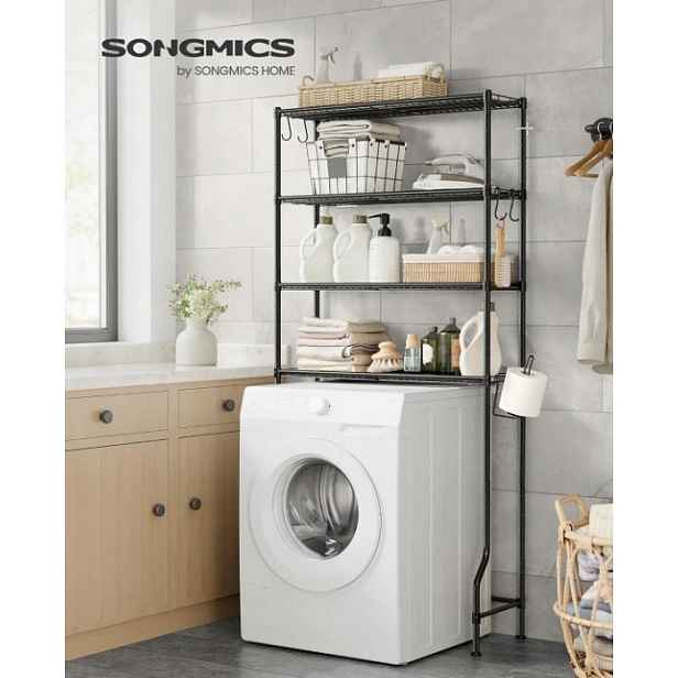 Koupelnový regál Songmics černý 30 x 83 x 176 cm