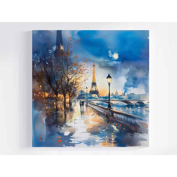 Obraz Na Plátně Canvas Paříž Seina Most Noc Procházka Eiffelova Věž 50x50