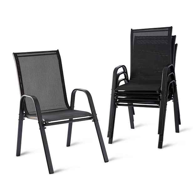 Relaxdays ŽIDLE antracitová 4ks-set vysoké opěradlo