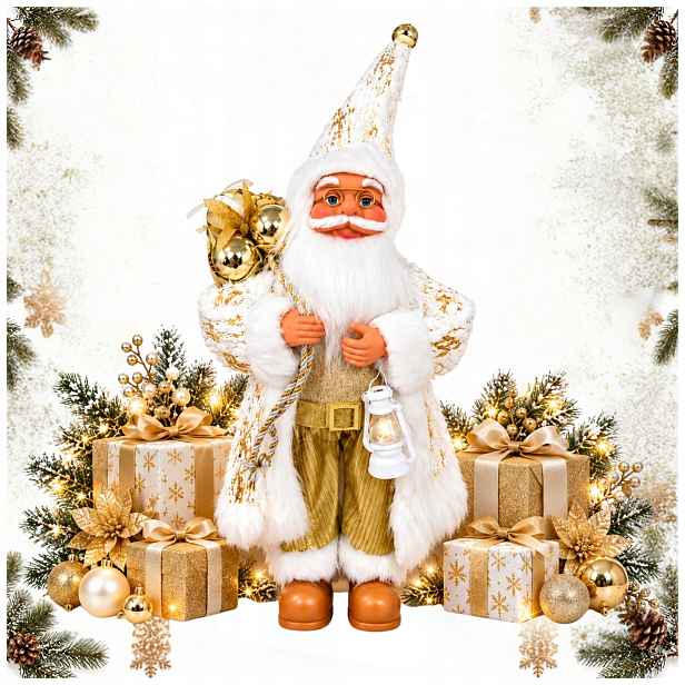 Svatý Mikuláš Dekorace Figurka Vánoce Premium 60 cm Zlatá XXL